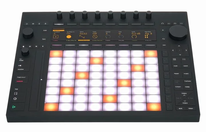Ableton Push 3 - Ultimate Cover Bundle, het volumeknopje en de LED-meters