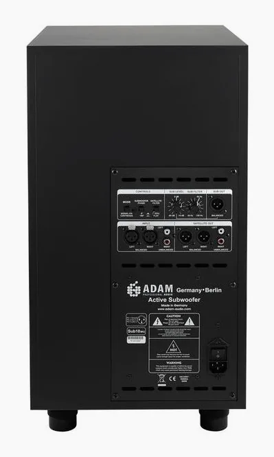 ADAM Audio Sub10 Mk2, de achterkant met de aansluitingen