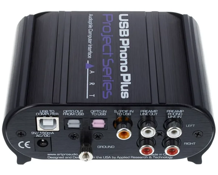 ART USB Phono Plus PS, de ingangen aan de voorzijde