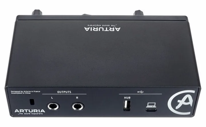 Arturia MiniFuse 1 Black, het volumeknopje en de LED-meters
