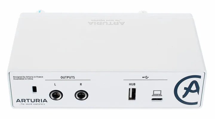 Arturia MiniFuse 1 White, het voorpaneel met de draaiknoppen