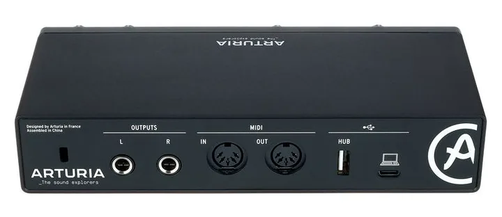 Arturia MiniFuse 2 Black, het volumeknopje en de LED-meters