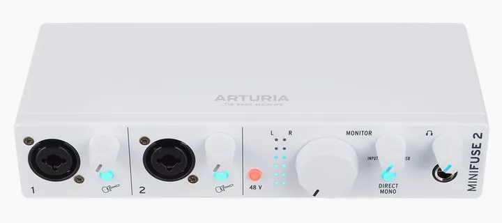 Arturia MiniFuse 2 White, de ingangen aan de voorzijde