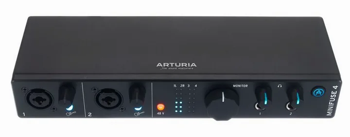 Arturia MiniFuse 4 Black, de ingangen aan de voorzijde