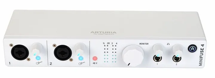 Arturia MiniFuse 4 White, de bovenkant van het apparaat