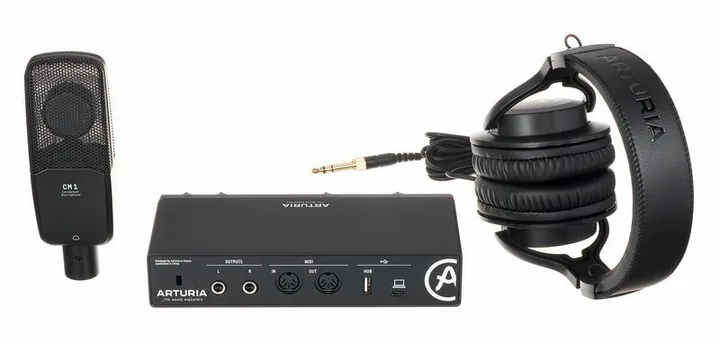 Arturia MiniFuse Recording Pack Black, het voorpaneel met de draaiknoppen