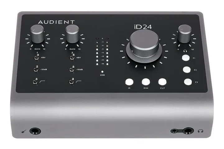 Audient iD24, de ingangen aan de voorzijde