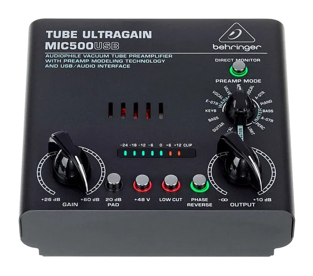 Behringer MIC500USB Tube Ultragain, de behuizing van opzij