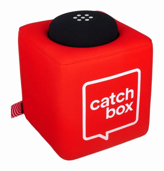 Catchbox Beltpack Module Red, de microfoonkorf van dichtbij