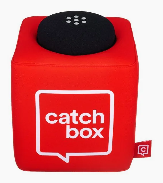 Catchbox Beltpack Module Red, de microfoonkorf van dichtbij