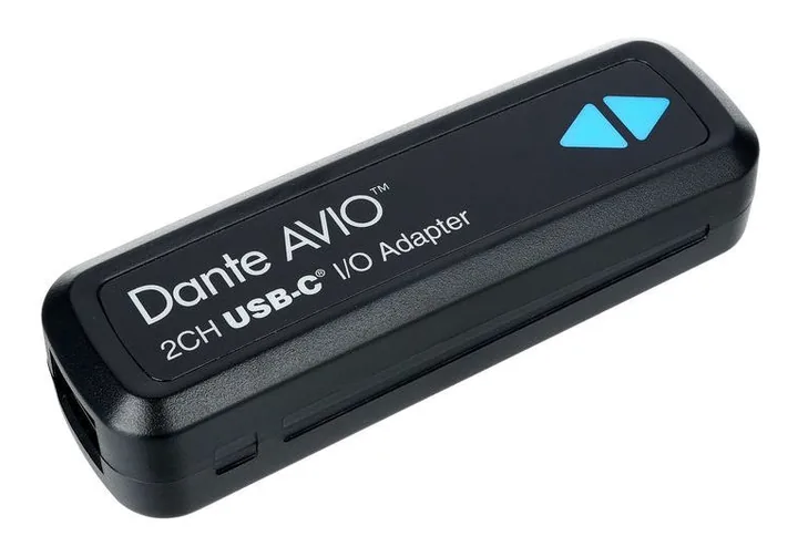 Dante AVIO USB-C IO Adapter 2x2, de ingangen aan de voorzijde