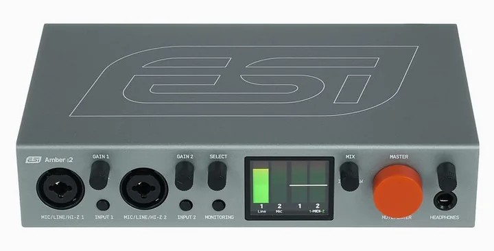 ESI Amber i2, het volumeknopje en de LED-meters