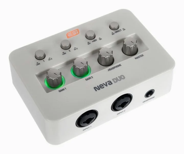 ESI Neva Duo, het volumeknopje en de LED-meters