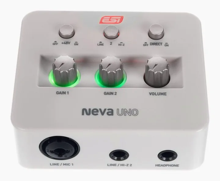 ESI Neva Uno, het volumeknopje en de LED-meters