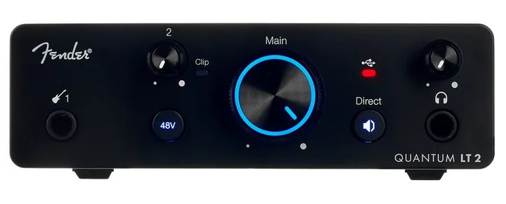 Fender Studio Quantum Creator Bundle, het voorpaneel met de draaiknoppen