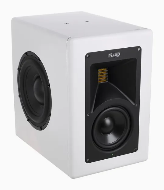 Fluid Audio Image 2 White, het frontpaneel met de woofer en tweeter