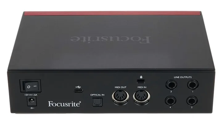 Focusrite Clarett+ 2Pre, de ingangen aan de voorzijde