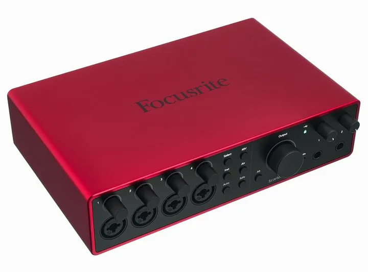 Focusrite Scarlett 18i16 4th Gen, het voorpaneel met de draaiknoppen