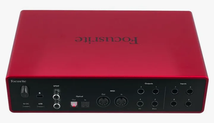 Focusrite Scarlett 18i16 4th Gen, de bovenkant van het apparaat