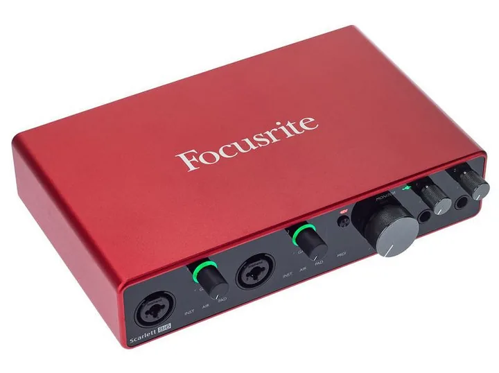 Focusrite Scarlett 8i6 3rd Gen, het volumeknopje en de LED-meters