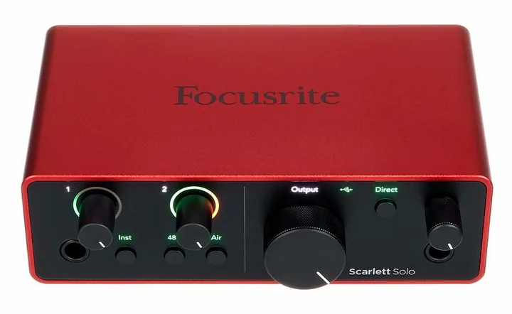 Focusrite Scarlett Solo 4th Gen, de ingangen aan de voorzijde