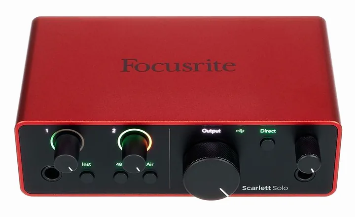 Focusrite Scarlett Solo Studio 4th Gen., de bovenkant van het apparaat