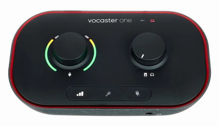 Focusrite Vocaster One, de bovenkant van het apparaat