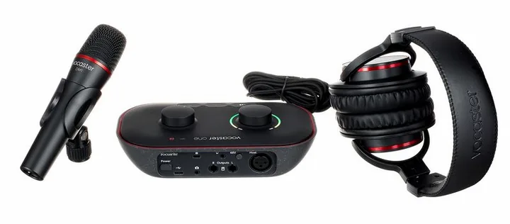 Focusrite Vocaster One Studio, de ingangen aan de voorzijde