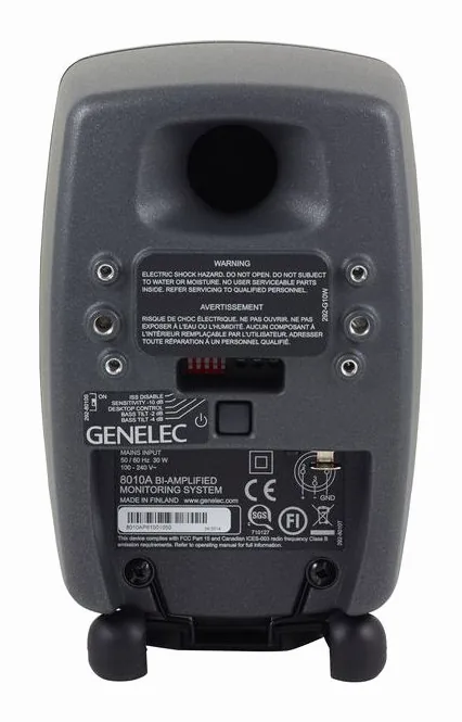 Genelec 8010 AP, de regelaars aan de achterzijde