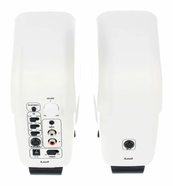 IK Multimedia iLoud Micro Mon. White Edition, de behuizing van opzij