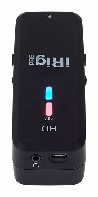 IK Multimedia iRig Pre HD, de ingangen aan de voorzijde
