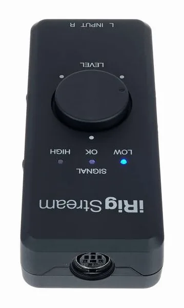 IK Multimedia iRig Stream, het voorpaneel met de draaiknoppen