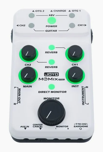 Joyo Momix Pro Portable Interface, het voorpaneel met de draaiknoppen