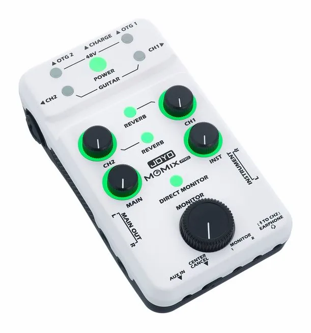 Joyo Momix Pro Portable Interface, het voorpaneel met de draaiknoppen