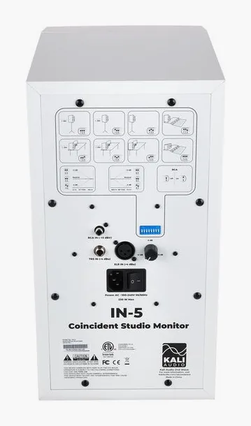 Kali Audio IN-5 White, de achterkant met de aansluitingen