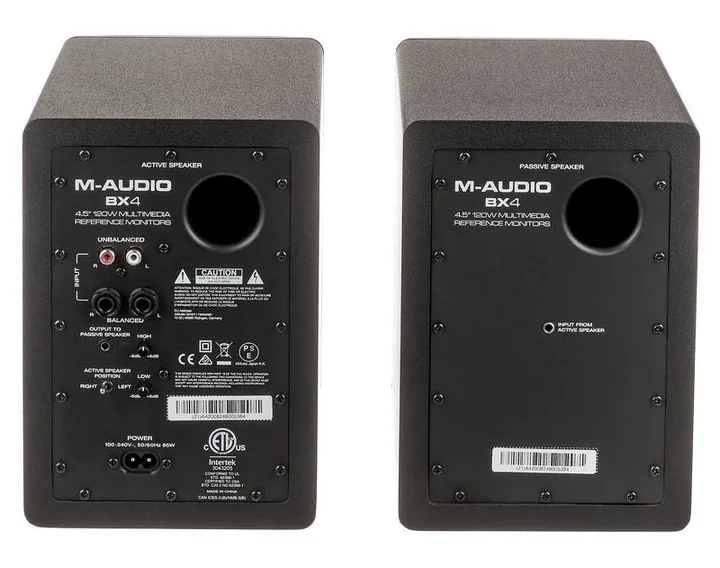 M-Audio BX4, het logo en de afwerking