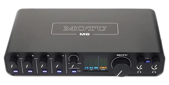 MOTU M6, het voorpaneel met de draaiknoppen