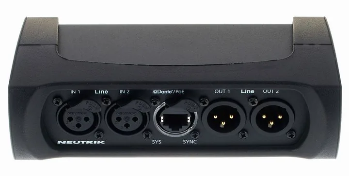 Neutrik NA-2I2O-DLINE, het volumeknopje en de LED-meters