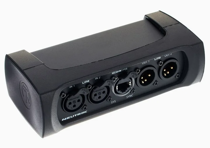 Neutrik NA-2I2O-DLINE, het volumeknopje en de LED-meters