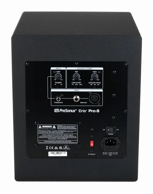 Presonus Eris Pro 8, de regelaars aan de achterzijde