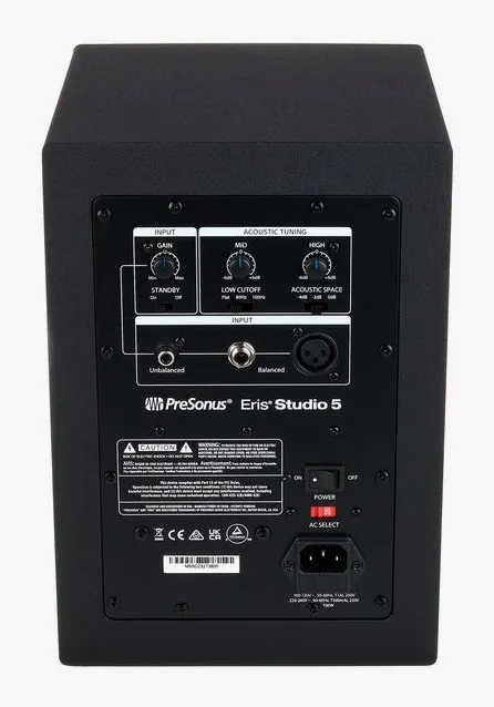 Presonus Eris Studio 5, het frontpaneel met de woofer en tweeter