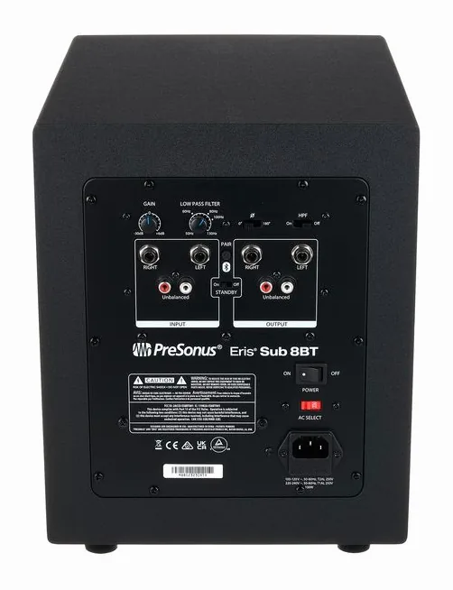 Presonus Eris Sub 8BT, het frontpaneel met de woofer en tweeter