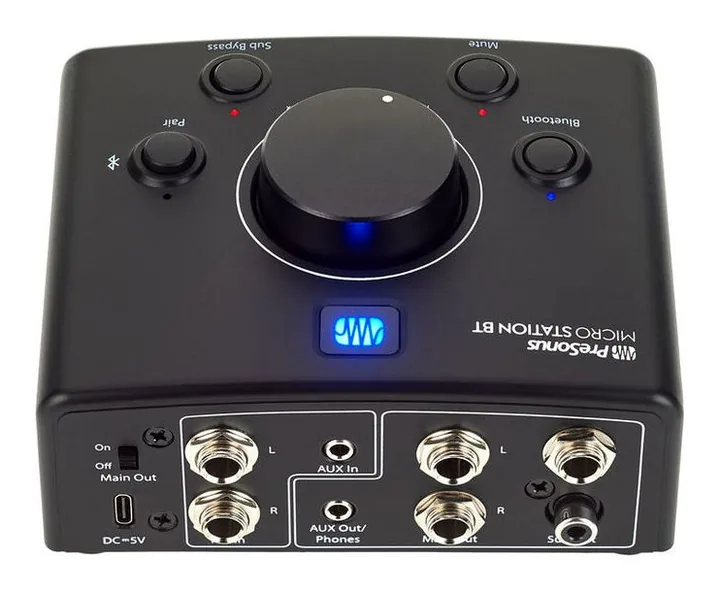 Presonus MicroStation BT, de regelaars aan de achterzijde