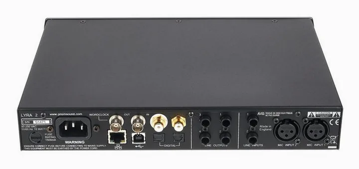 Prism Sound Lyra 2, de aansluitingen aan de achterkant