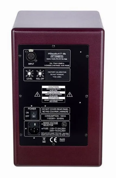 PSI Audio A17-M Studio Red, de achterkant met de aansluitingen