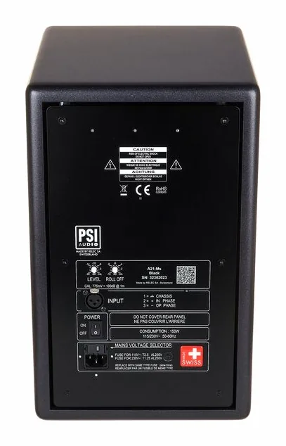 PSI Audio A21-M Metal Black, het frontpaneel met de woofer en tweeter