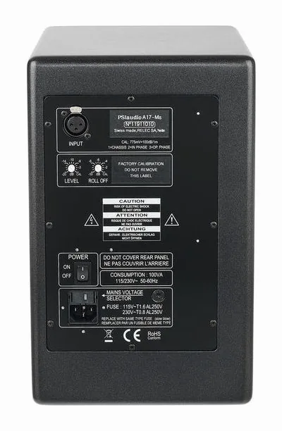 PSI Audio A17-M Metal Black, de regelaars aan de achterzijde