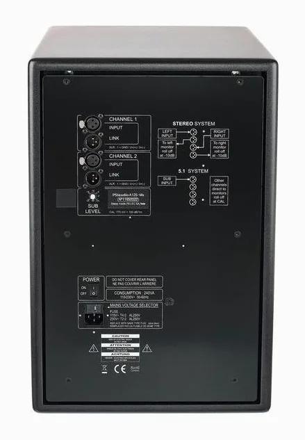 PSI Audio Sub A125-M Studio Black, de regelaars aan de achterzijde