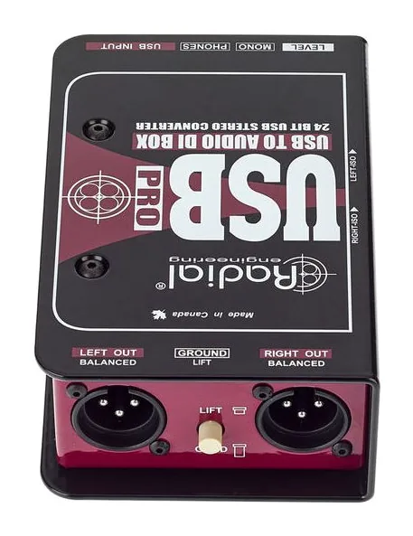 Radial Engineering USB-Pro, het volumeknopje en de LED-meters