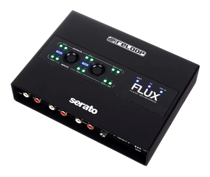 Reloop Flux Bag Bundle, het volumeknopje en de LED-meters